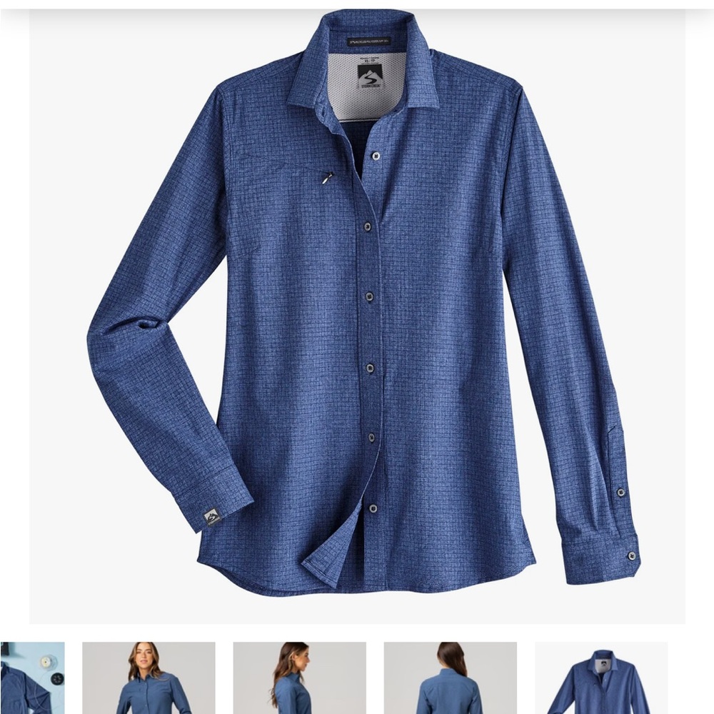 NWT Stormcreek Women’s Blue Textured Button-Up Shirt outdoor performance XL